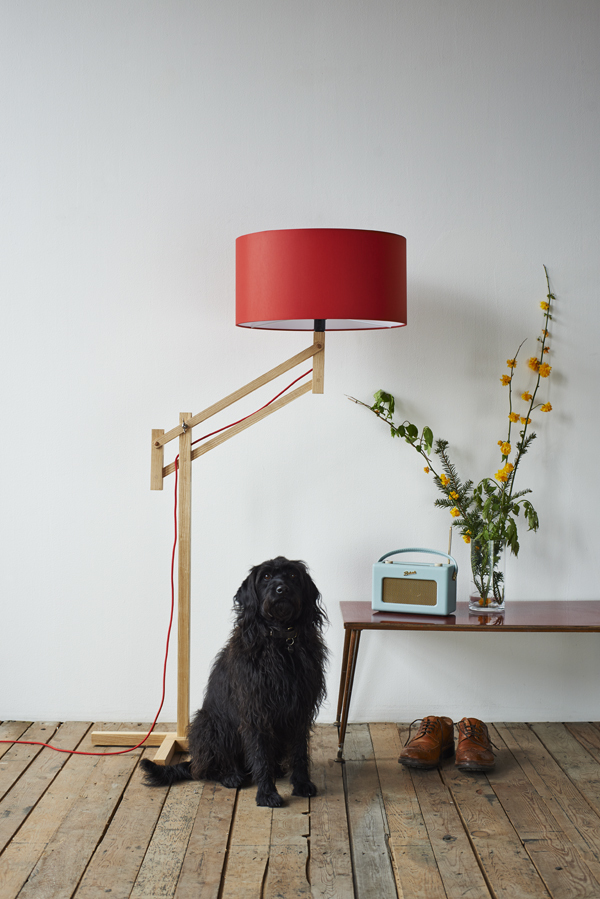 Adjustable Standard Lamp and Mabel the Labradoodle