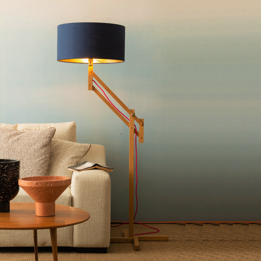 Pale blue store floor lamp