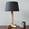 MLTL02 Table Lamp in Ash with Yellow Cord and Shade in Grey Linen Copper Lining